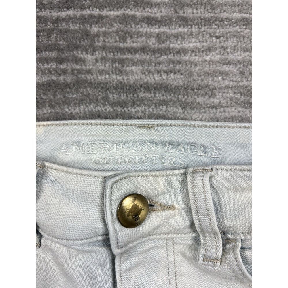 American‎ Eagle Shorts Womens 4 Blue Light Wash Hi Rise Shortie Super Stretch - Picture 7 of 13